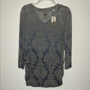 Chico's Osanna Ombré 3/4 Sleeves V-Neck Top Crater Blue 3 / 14